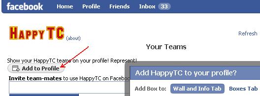 Add your teams to your Facebook profile!